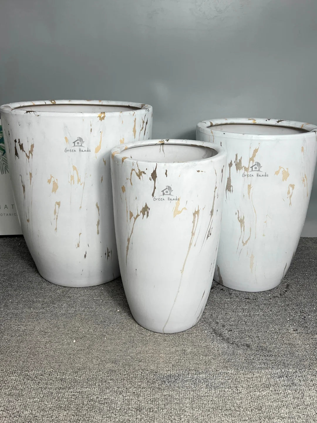Premium Marble Gold Ceramic Pot | Tall Elegance | Luxury Décor UAE