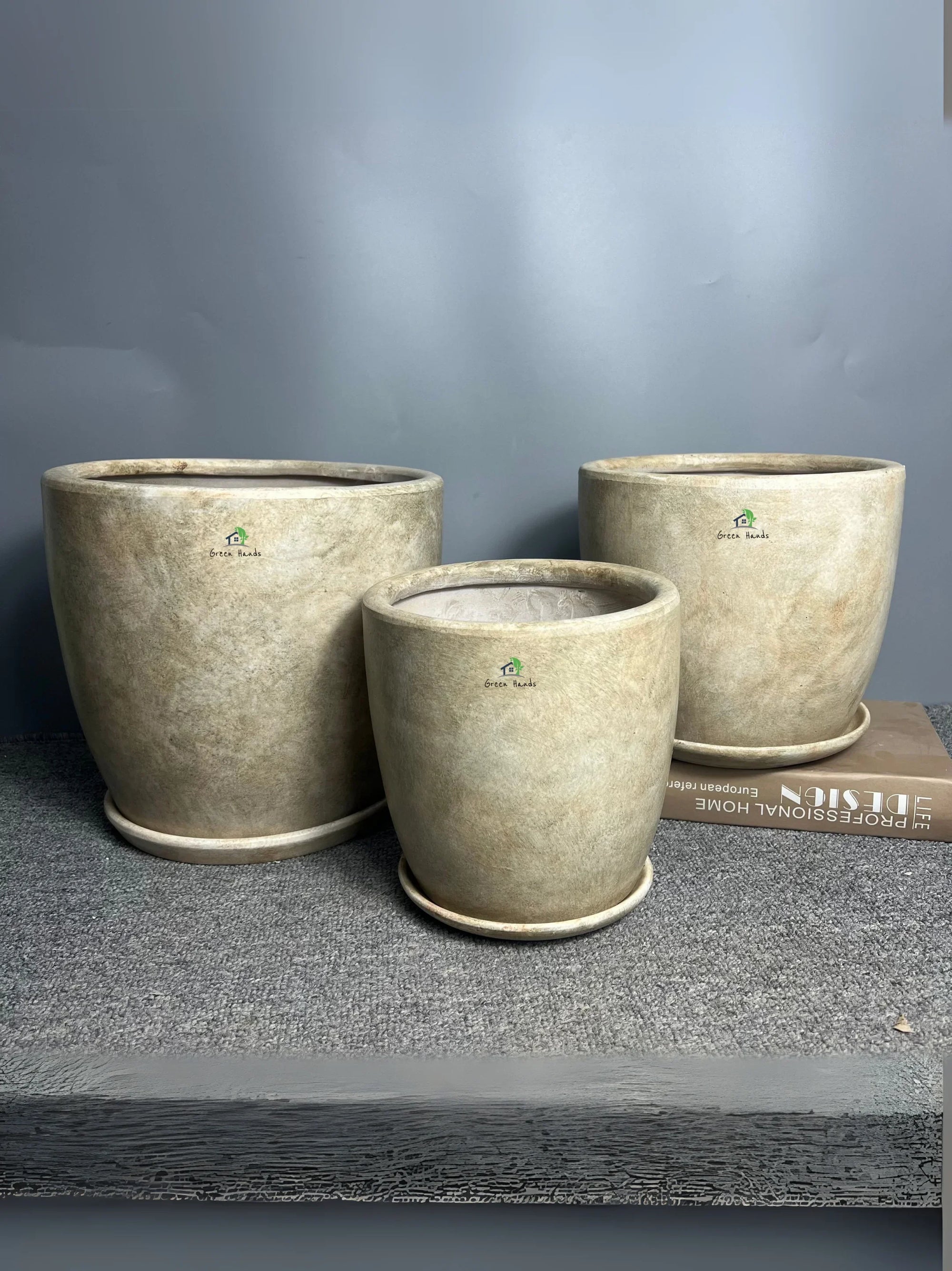 Premium-Egyptian-Marble-Beige-Short-Ceramic-Pot-set
