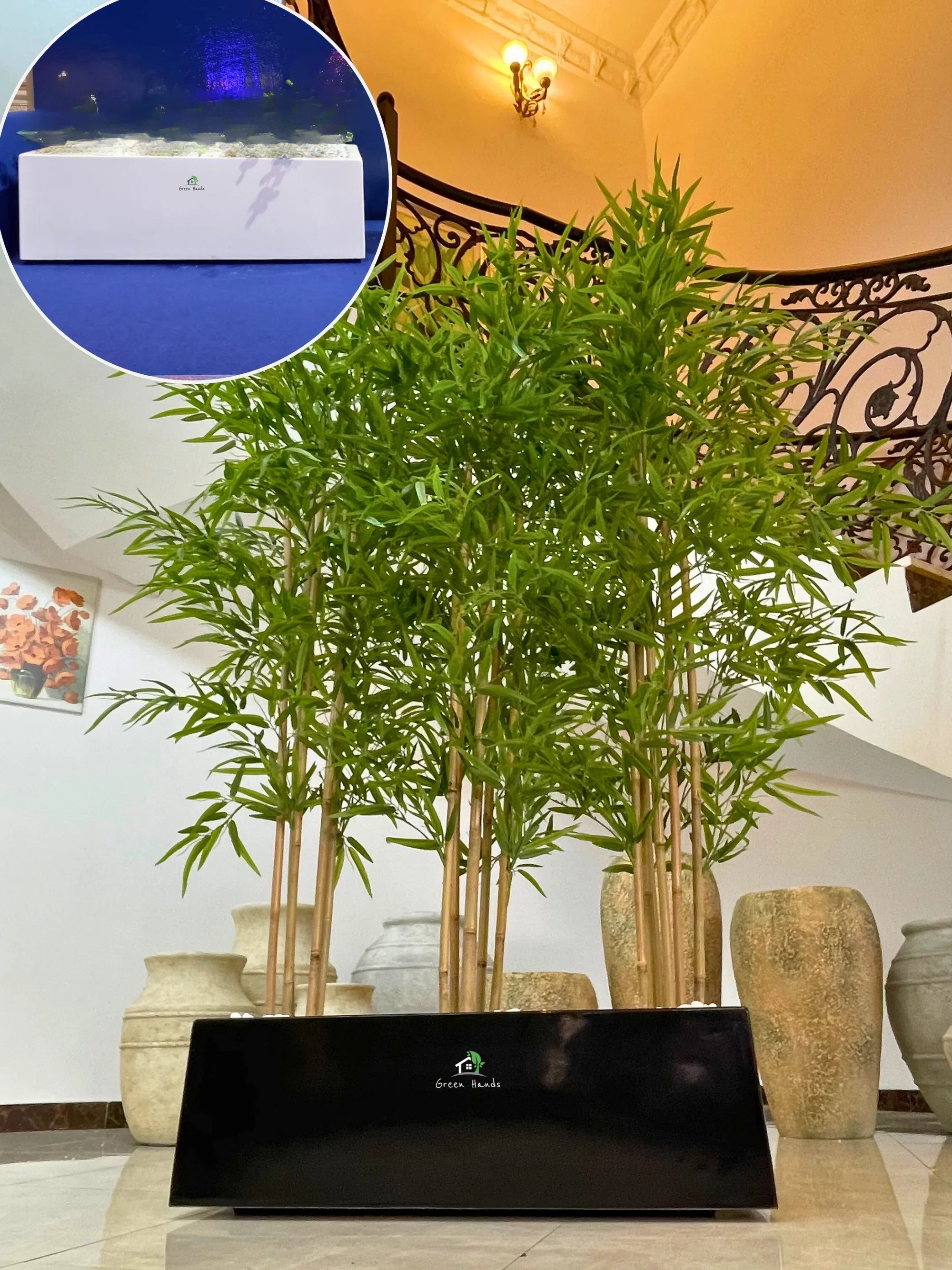 Artificial-Bamboo-Palm-Barrier-200cm-White-Fiber-Planter