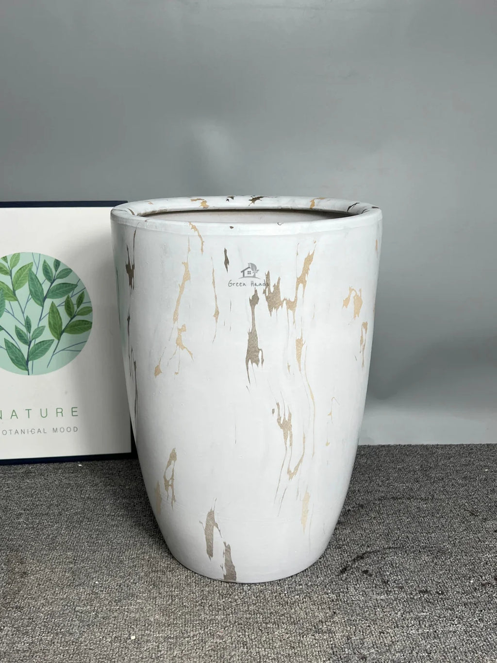 Premium Marble Gold Ceramic Pot | Tall Elegance | Luxury Décor UAE