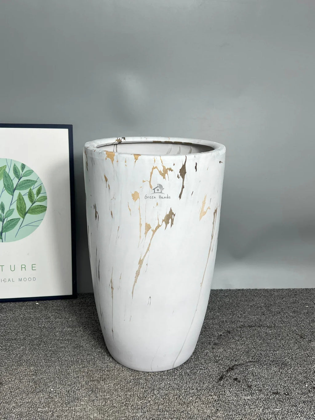 Premium Marble Gold Ceramic Pot | Tall Elegance | Luxury Décor UAE