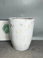 Premium Marble Gold Ceramic Pot | Tall Elegance | Luxury Décor UAE