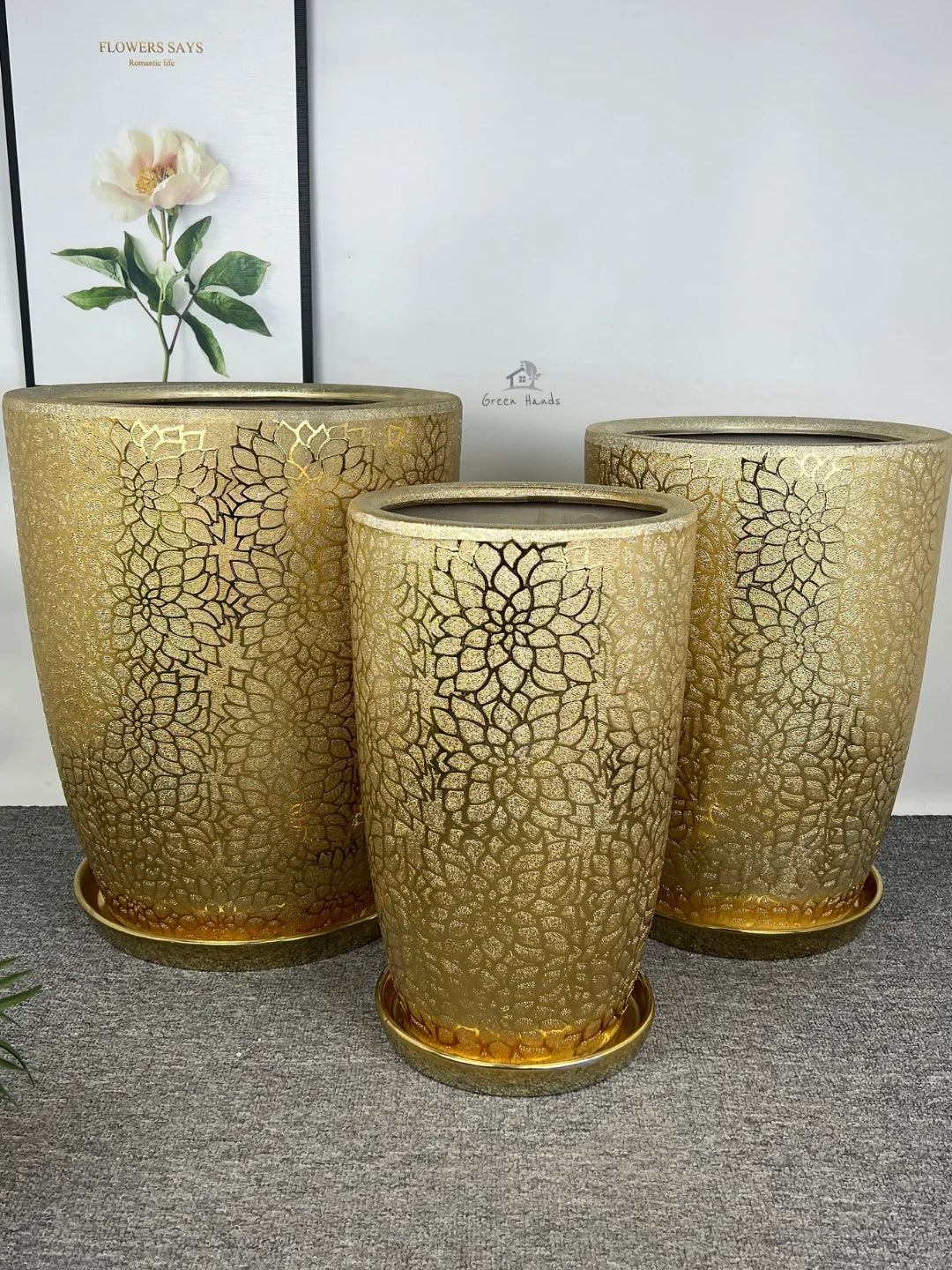 Golden Ceramic Planter | VIP Design | Luxury UAE Homes