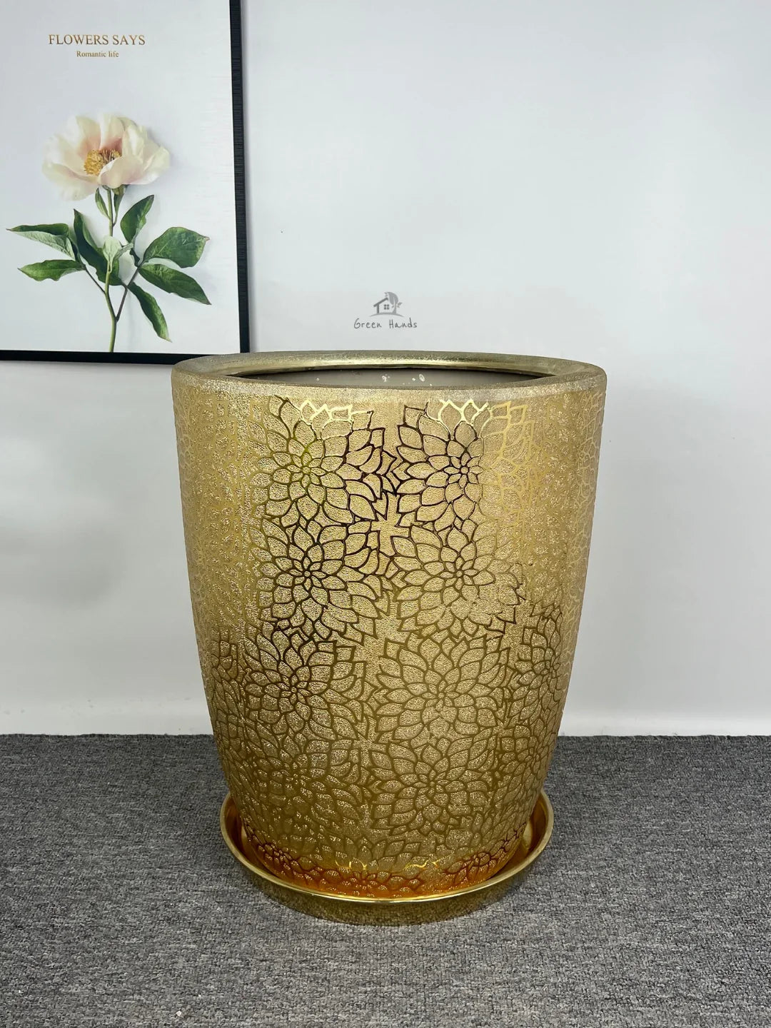 Golden Ceramic Planter | VIP Design | Luxury UAE Homes